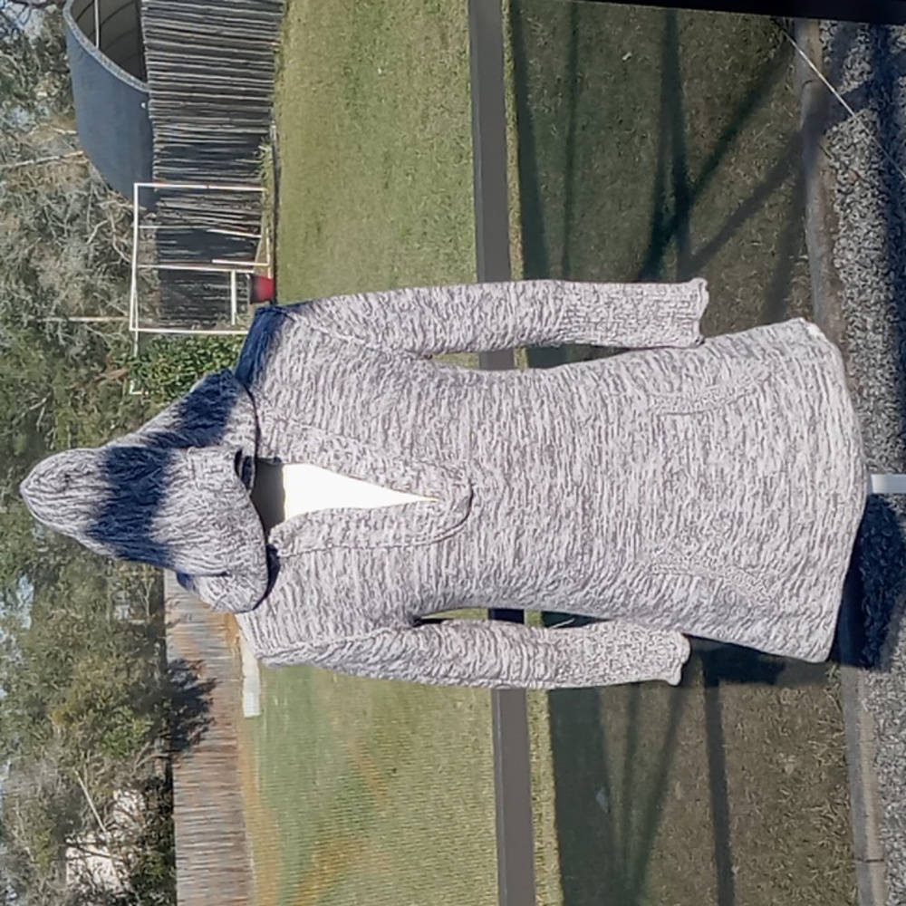 Roxy Juniors Gray Hooded Pullover Sweater Size Large